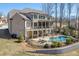 Spacious backyard with a pool, covered patio, and well-maintained lawn at 4296 Alba Ln, Buford, GA 30519