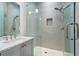 Modern bathroom with a glass-enclosed shower and a marble vanity at 155 Breakspear Ln, Fayetteville, GA 30214