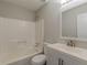 Full bath features a tub, shower, vanity, and updated fixtures with plenty of room at 5001 Oakdale Dr, Douglasville, GA 30135