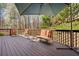 Outdoor deck featuring comfortable seating, a retractable umbrella, and peaceful views at 1345 Bridgemill Ave, Canton, GA 30114