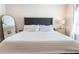 Bedroom features a tufted headboard, neutral walls, carpet floors and a ceiling fan at 345 Glen Iris Ne Dr # 5, Atlanta, GA 30312