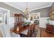 Formal dining room boasts a chandelier, wainscoting, and hardwood floors at 3816 Turnberry Ct, Duluth, GA 30096