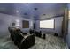 Home theater room with tiered seating and projector screen for movie nights at 427 Parkbrook Way, Canton, GA 30114