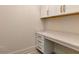 Built-in desk with quartz countertops, cabinets and drawers in home office at 6110 Harvest Way, Cumming, GA 30028