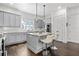 Modern kitchen with gray cabinets, stainless steel appliances, and a granite island with seating at 5930 Brundage Ln, Norcross, GA 30071