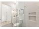 Bathroom featuring sleek fixtures, modern design, and a frameless shower at 370 2Nd St, Fayetteville, GA 30214
