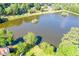 Picturesque view of the pond surrounded by lush greenery and mature trees in a serene community at 2702 Long Lake Ne Ter, Roswell, GA 30075