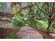 Stone steps lead down to a lush green yard surrounded by mature trees and landscaping at 2702 Long Lake Ne Ter, Roswell, GA 30075