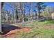 Backyard with mature trees, grass, and a glimpse of neighboring homes at 3954 Springleaf Pt, Stone Mountain, GA 30083
