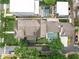 Aerial view of a luxurious home with a private pool, lush landscaping, and manicured lawns at 405 9Th Ne St, Atlanta, GA 30309