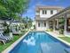 Beautiful backyard featuring a sparkling pool, lounge chairs and covered porch at 405 9Th Ne St, Atlanta, GA 30309