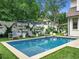Sparkling pool surrounded by manicured lawn, complemented by stylish lounge chairs and privacy fencing at 405 9Th Ne St, Atlanta, GA 30309