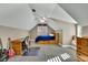 Cozy bedroom with a built-in bed frame, desk, and ceiling fan at 7740 Sagebrush Dr, Atlanta, GA 30350