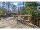 Wooden deck featuring patio furniture and peaceful wooded views at 7740 Sagebrush Dr, Atlanta, GA 30350