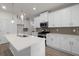 Modern kitchen featuring a large island, stainless appliances, and tile backsplash at 2955 Jefferson St, Austell, GA 30106