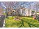 Spacious backyard with lush artificial turf, mature trees, and a charming seating area, perfect for outdoor enjoyment at 1069 Colquitt Ne Ave, Atlanta, GA 30307