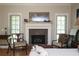 Cozy living room with a fireplace and decorative windows at 584 Cherokee Ne St, Marietta, GA 30060