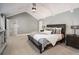Spacious main bedroom featuring vaulted ceilings and carpeted floors at 5430 Burdette Se Rd, Mableton, GA 30126