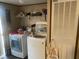 Laundry room featuring white washer and dryer and overhead storage at 53 Oakview Dr, Carrollton, GA 30116