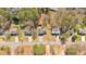 Overhead view of a residential neighborhood highlighting the homes and surrounding greenery in the area at 539 Villa Rosa Rd, Temple, GA 30179