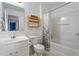 Well-lit bathroom with a combined shower and tub, a vanity, and white walls at 2845 Englewood Dr, Cumming, GA 30040
