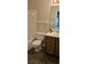 Functional bathroom with a standard toilet, vanity, and shower/tub combo at 4858 Westridge Dr, Norcross, GA 30093