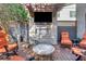 Outdoor patio with brick fireplace, TV, and ample seating, ideal for social gatherings and entertaining at 2620 Middle Coray Cir, Marietta, GA 30066