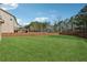 Large backyard features a well-maintained lawn, surrounded by a wood fence and mature trees at 3400 Palmer Lake Pointe, Douglasville, GA 30135