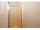 Bathroom shower with glass door and silver trim at 70 Oaklake Dr, Covington, GA 30016