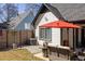 Private backyard patio with comfortable seating and shade umbrella at 974 Grant Se St, Atlanta, GA 30315