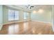 Large main bedroom featuring hardwood floors, a ceiling fan and recessed lighting at 2290 Dragonfly Nw Ct, Acworth, GA 30101