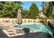 Beautiful swimming pool with chairs, tables, and plenty of space for residents to relax and enjoy the weather at 7085 Wakehurst Pl, Cumming, GA 30040