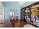 Office with custom bookshelves, ladder, and desk at 129 Euharlee 5 Forks Rd, Euharlee, GA 30145