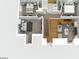 Aerial rendering of 3 bedroom house including 2 bathrooms, living room and stairwell at 55 Legend Creek Cove, Douglasville, GA 30134