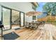 Inviting backyard deck with outdoor dining set, umbrella, and seamless access to the indoor living space at 245 Mathewson Pl, Atlanta, GA 30314