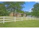 Home with a lush front yard and surrounded by a white picket fence at 100 Walnut Ct, Stockbridge, GA 30281
