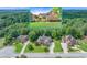 Overhead view of an estate nestled among trees, surrounded by well-maintained greenery and neighboring homes at 3284 Kylee Dawn Cir, Lawrenceville, GA 30045