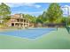 Community tennis court near the clubhouse with a view of the trees and surrounding landscape at 3640 Ridgeway Ter, Suwanee, GA 30024