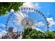 SkyView Atlanta Ferris wheel under a blue sky, offering stunning city views from above the trees at 215 Piedmont Ne Ave # 2103, Atlanta, GA 30308