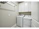 Efficient laundry room with washer, dryer, and upper cabinets for storage at 55 Church St, Alpharetta, GA 30009