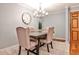 Cozy dining room features elegant chandelier, seating for four, and stylish decor at 214 Ridley Howard Ct, Decatur, GA 30030