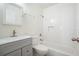 Bathroom featuring a tub with tile surround and a modern vanity with storage at 4985 Crowe Se Dr, Smyrna, GA 30082