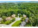 Aerial view of homes in a wooded neighborhood showing beautiful mature trees and landscaping at 5425 Edinbourgh Ct, Cumming, GA 30040