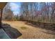 Picture of the backyard featuring a wooden fence and wooded area, as seen from the house at 117 Olde Heritage Way, Woodstock, GA 30188