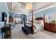 Luxurious main bedroom with blue walls, columns, sitting area, and a four-poster bed at 340 Housman Dr, Fayetteville, GA 30215