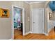 Charming powder room featuring unique floral wallpaper and stylish fixtures at 340 Housman Dr, Fayetteville, GA 30215