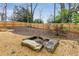Landscaped backyard featuring a custom fire pit with stone benches at 591 E Morningside Ne Dr, Atlanta, GA 30324