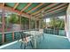 Charming screened porch featuring ceiling fan and views of the serene, wooded surroundings at 3040 Wax Wing Nw Ct, Kennesaw, GA 30144