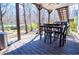 Inviting covered outdoor patio space with dining set and backyard views offers relaxation and enjoyment at 52 Newman Dr, Villa Rica, GA 30180