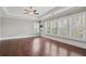 Spacious bedroom with hardwood flooring, trey ceilings, and natural light at 3185 Casteel Ne Rd, Marietta, GA 30062
